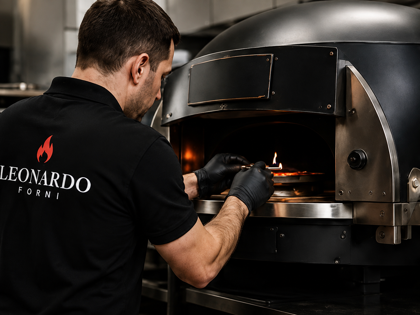 Master technician repairing oven